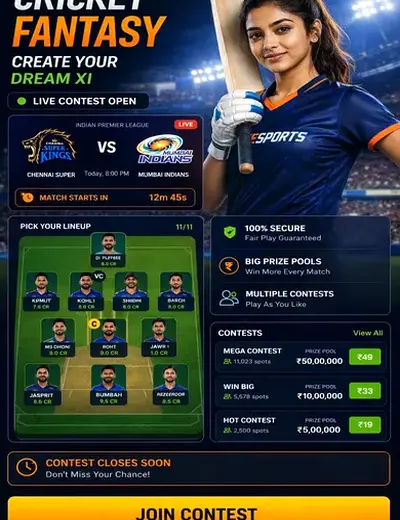 Come (come 11) fantasy cricket & matchday visual 3